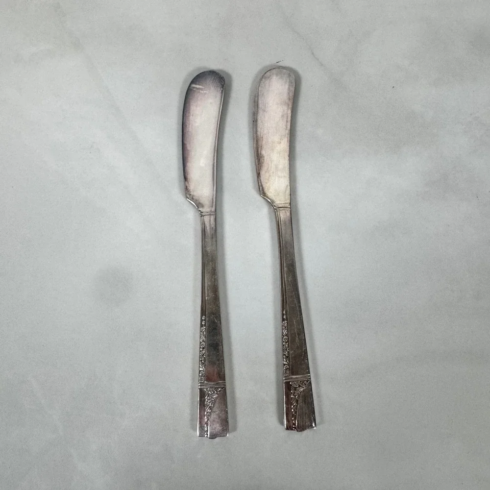 Set of‎ 2 Oneida Nobility Plate Silver Plated Butter Spreader Knife Caprice